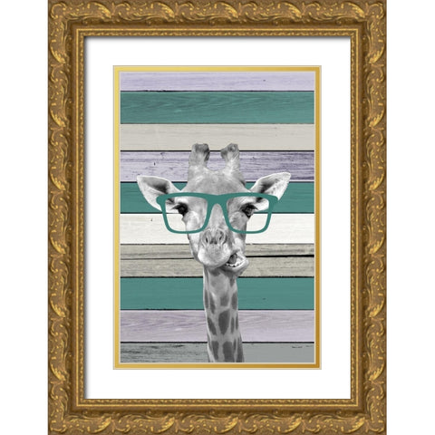 Giraffes Glasses 2 Gold Ornate Wood Framed Art Print with Double Matting by Allen, Kimberly