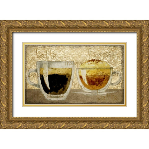 Damask Coffee 1 Gold Ornate Wood Framed Art Print with Double Matting by Allen, Kimberly