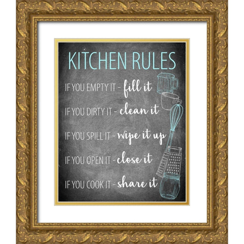 Kitchen Rules Gold Ornate Wood Framed Art Print with Double Matting by Allen, Kimberly