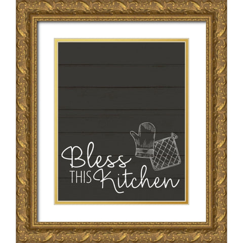 Bless this Kitchen Gold Ornate Wood Framed Art Print with Double Matting by Allen, Kimberly