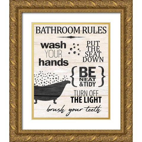Bath Rules 2 Gold Ornate Wood Framed Art Print with Double Matting by Allen, Kimberly