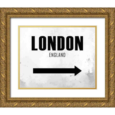 London Arrow Gold Ornate Wood Framed Art Print with Double Matting by Allen, Kimberly