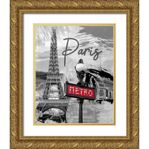 Paris Metro Gold Ornate Wood Framed Art Print with Double Matting by Allen, Kimberly