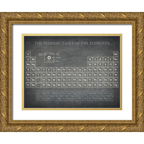 Periodic Table of the Elements Gold Ornate Wood Framed Art Print with Double Matting by Allen, Kimberly