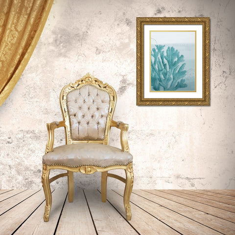 Seaside Card 1 V2 Gold Ornate Wood Framed Art Print with Double Matting by Allen, Kimberly