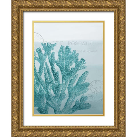 Seaside Card 1 V2 Gold Ornate Wood Framed Art Print with Double Matting by Allen, Kimberly