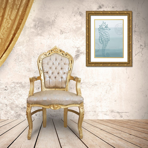 Seaside Card 3 V2 Gold Ornate Wood Framed Art Print with Double Matting by Allen, Kimberly