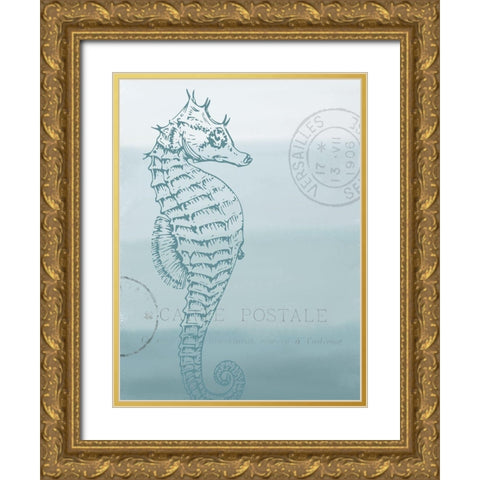 Seaside Card 3 V2 Gold Ornate Wood Framed Art Print with Double Matting by Allen, Kimberly