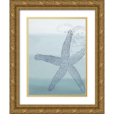 Seaside Card 4 V2 Gold Ornate Wood Framed Art Print with Double Matting by Allen, Kimberly