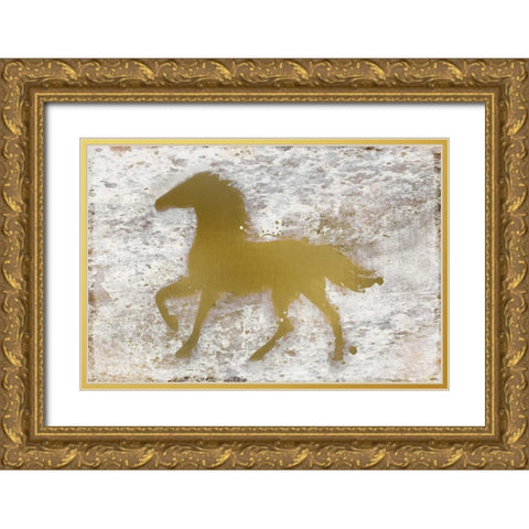 Golden Horse Gold Ornate Wood Framed Art Print with Double Matting by Allen, Kimberly