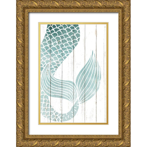 Mermaid Tail 1 Gold Ornate Wood Framed Art Print with Double Matting by Allen, Kimberly
