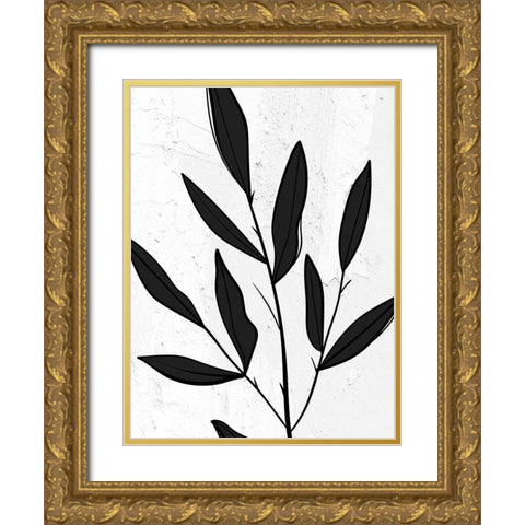 Plaster Leaves 1 Gold Ornate Wood Framed Art Print with Double Matting by Allen, Kimberly