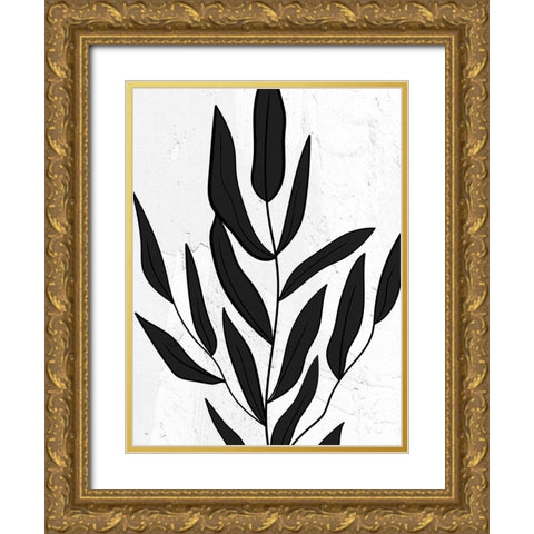 Plaster Leaves 2 Gold Ornate Wood Framed Art Print with Double Matting by Allen, Kimberly
