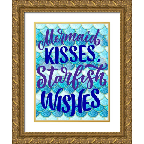 Mermaid Kisses Gold Ornate Wood Framed Art Print with Double Matting by Allen, Kimberly