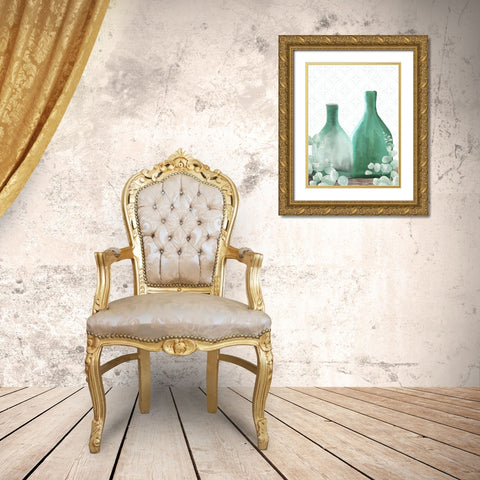 Eucalyptus Greens Gold Ornate Wood Framed Art Print with Double Matting by Allen, Kimberly