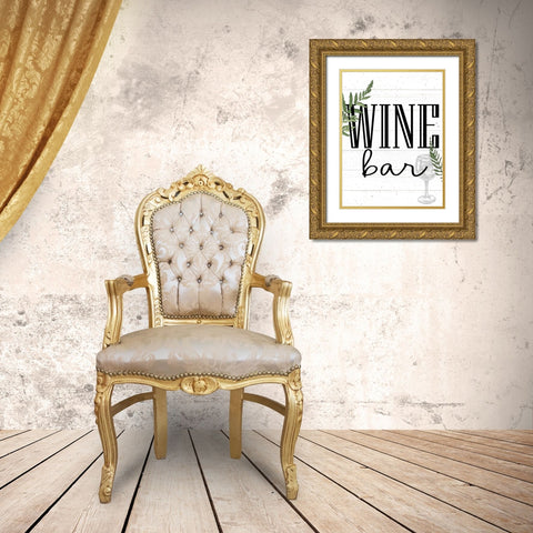 Wine Glass Ferns 5 Gold Ornate Wood Framed Art Print with Double Matting by Allen, Kimberly