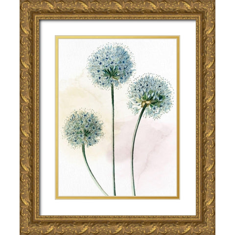 Watercolor Dandelion Gold Ornate Wood Framed Art Print with Double Matting by Allen, Kimberly
