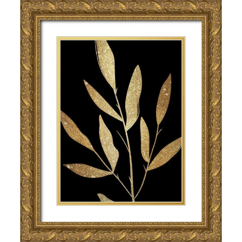 Plaster Leaves Gold 1 Gold Ornate Wood Framed Art Print with Double Matting by Kimberly, Allen