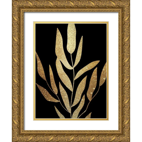 Plaster Leaves Gold 2 Gold Ornate Wood Framed Art Print with Double Matting by Kimberly, Allen