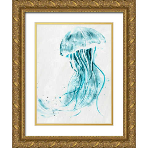 Jelly Jelly Teal 2 Gold Ornate Wood Framed Art Print with Double Matting by Allen, Kimberly