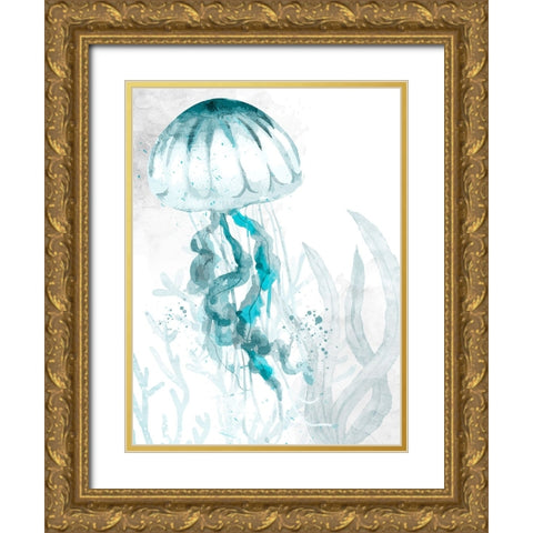 Jelly Swim 1 Gold Ornate Wood Framed Art Print with Double Matting by Allen, Kimberly