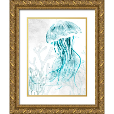 Jelly Swim 2 Gold Ornate Wood Framed Art Print with Double Matting by Allen, Kimberly