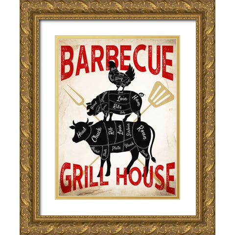 Grill House Gold Ornate Wood Framed Art Print with Double Matting by Allen, Kimberly