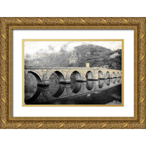 Across the Bridge Gold Ornate Wood Framed Art Print with Double Matting by Allen, Kimberly