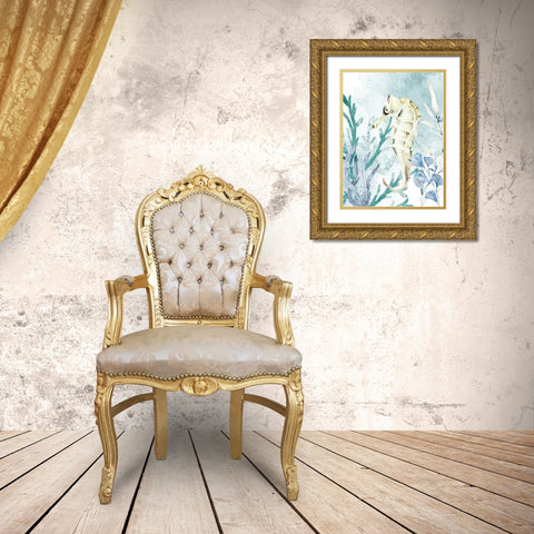 Seahorse Gold Ornate Wood Framed Art Print with Double Matting by Allen, Kimberly