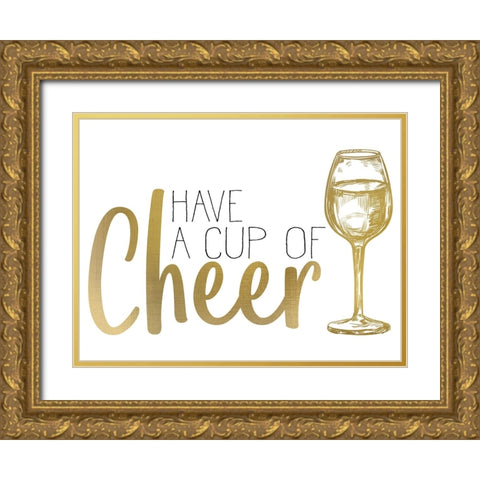 Cheer 1 Gold Ornate Wood Framed Art Print with Double Matting by Allen, Kimberly