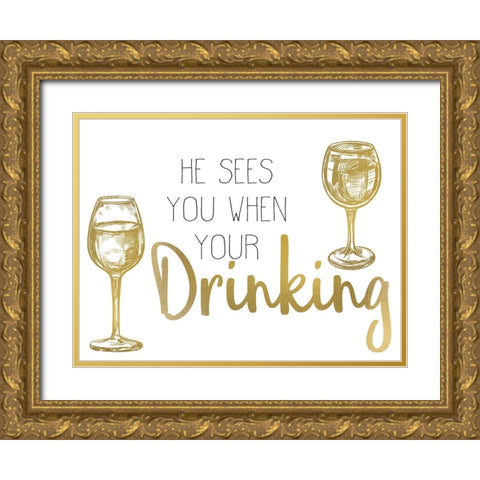 Cheer 4 Gold Ornate Wood Framed Art Print with Double Matting by Allen, Kimberly