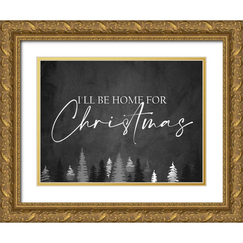 Home for Christmas Gold Ornate Wood Framed Art Print with Double Matting by Allen, Kimberly