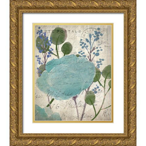 French Carte Postale Floral 1 Gold Ornate Wood Framed Art Print with Double Matting by Allen, Kimberly