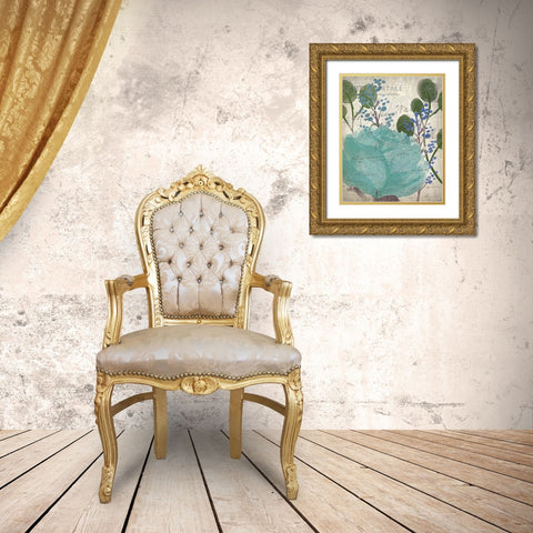 French Carte Postale Floral 2 Gold Ornate Wood Framed Art Print with Double Matting by Allen, Kimberly