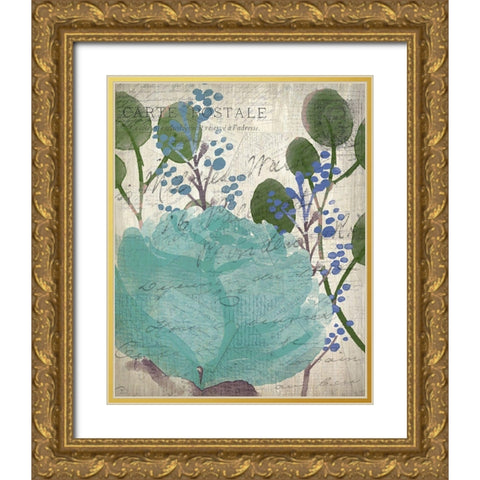French Carte Postale Floral 2 Gold Ornate Wood Framed Art Print with Double Matting by Allen, Kimberly