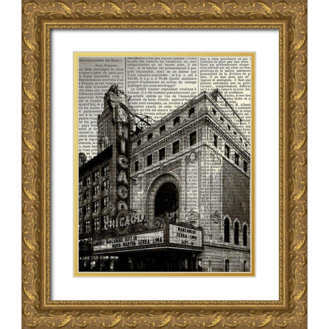 Newspaper City 2 Gold Ornate Wood Framed Art Print with Double Matting by Kimberly, Allen