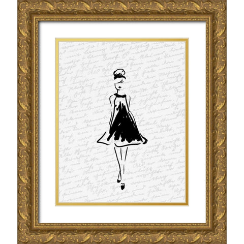 Glitter Fashion 1 v3 Gold Ornate Wood Framed Art Print with Double Matting by Kimberly, Allen