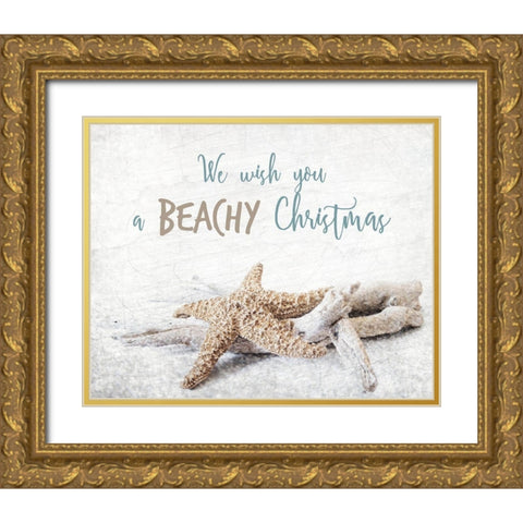 Beachy Christmas Gold Ornate Wood Framed Art Print with Double Matting by Kimberly, Allen