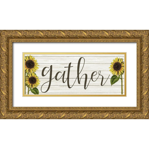 Sunflower Gather Gold Ornate Wood Framed Art Print with Double Matting by Kimberly, Allen