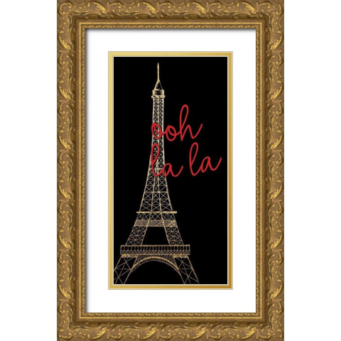 I Love Paris 3 V2 Gold Ornate Wood Framed Art Print with Double Matting by Allen, Kimberly