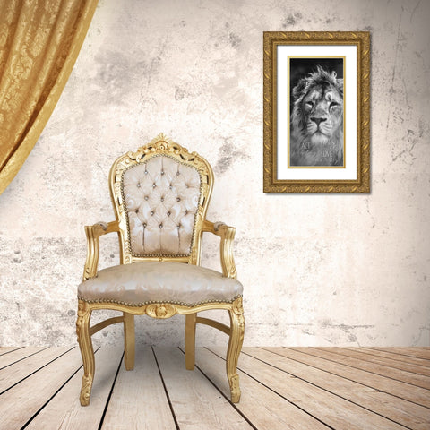 Act Justly Lion Gold Ornate Wood Framed Art Print with Double Matting by Allen, Kimberly