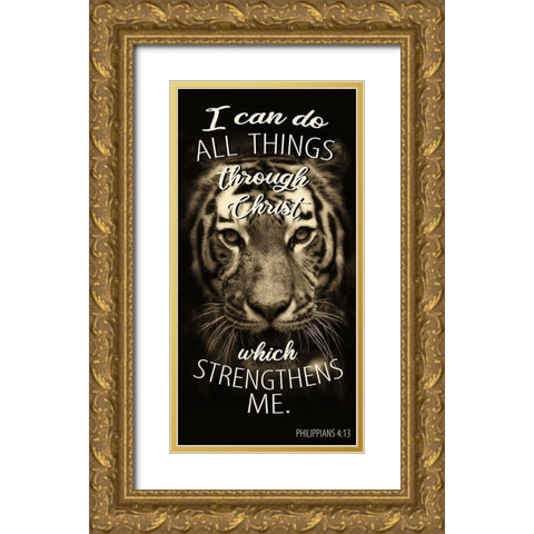All Things Tiger Gold Ornate Wood Framed Art Print with Double Matting by Allen, Kimberly