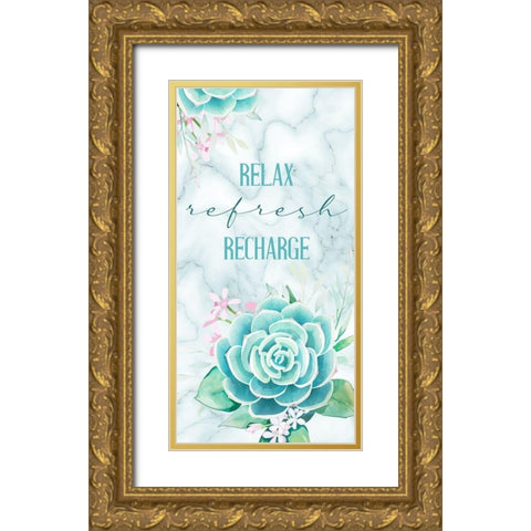 Relax Recharge 1 V2 Gold Ornate Wood Framed Art Print with Double Matting by Allen, Kimberly