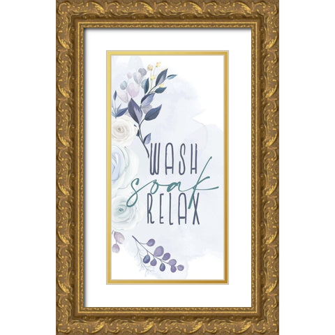 Wash Soak Relax 1 Gold Ornate Wood Framed Art Print with Double Matting by Allen, Kimberly