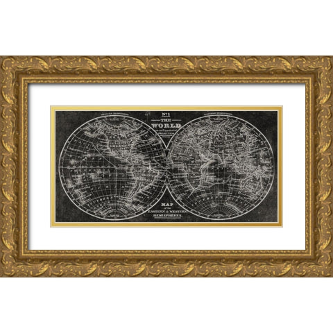 Eastern and Western Hemispheres Gold Ornate Wood Framed Art Print with Double Matting by Allen, Kimberly