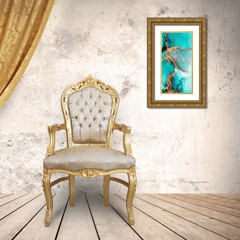 Teal Fashion 1 Gold Ornate Wood Framed Art Print with Double Matting by Allen, Kimberly