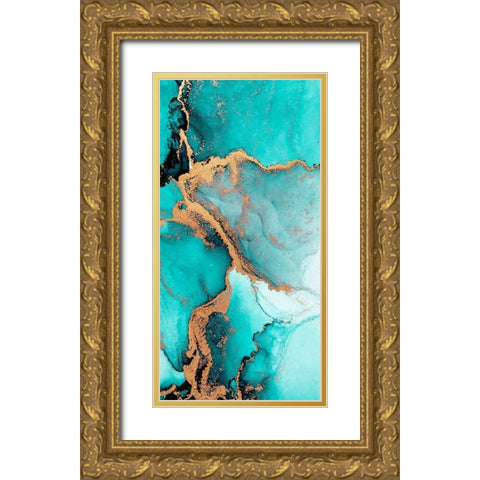 Teal Fashion 1 Gold Ornate Wood Framed Art Print with Double Matting by Allen, Kimberly