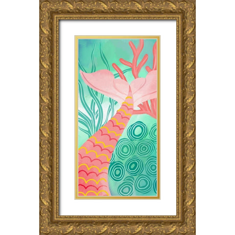 Mermaid Tail 1 Gold Ornate Wood Framed Art Print with Double Matting by Allen, Kimberly
