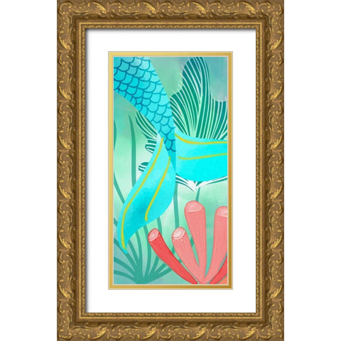 Mermaid Tail 2 Gold Ornate Wood Framed Art Print with Double Matting by Allen, Kimberly