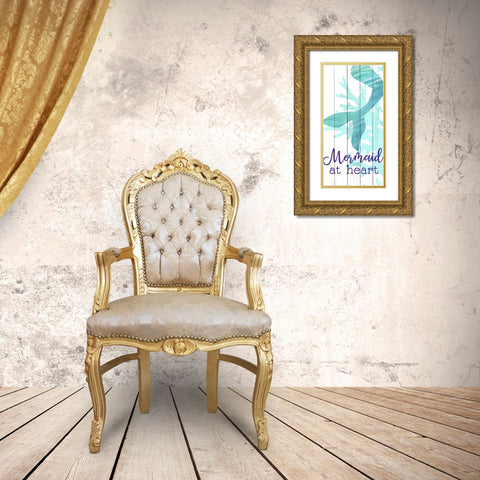 Mermaid Heart 1 Gold Ornate Wood Framed Art Print with Double Matting by Allen, Kimberly
